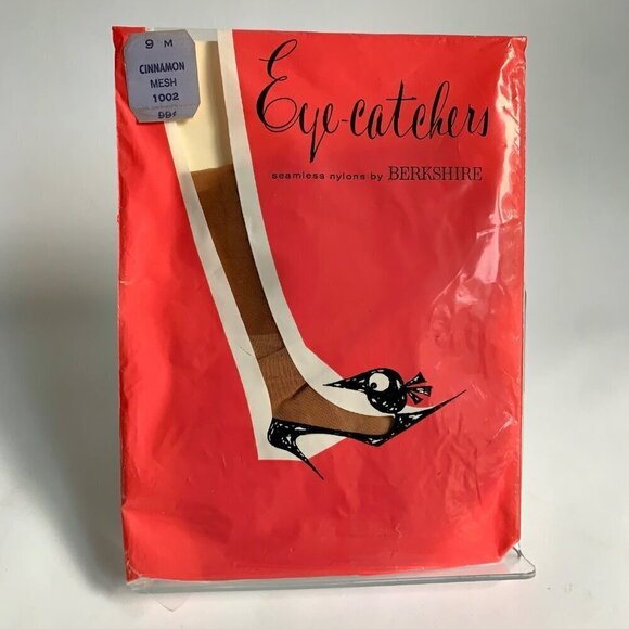 Berkshire Eye-Catchers Seamless Nylons Cinnamon Mesh 9 M 1002 Vintage - Picture 1 of 3